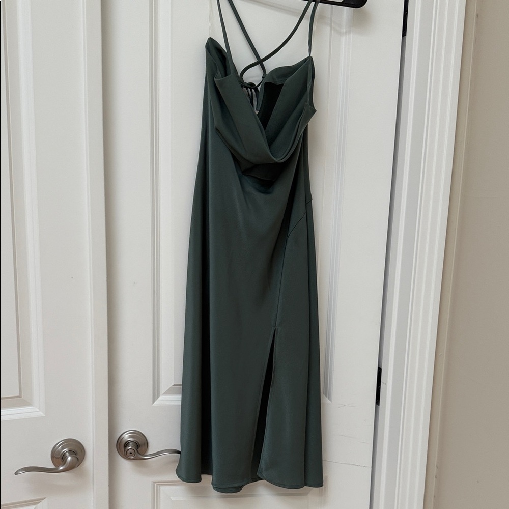 Altar'd State Cowl Neck Dark Green Dress